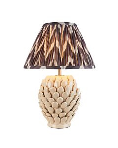 Endon Lighting - Layered Leaf & Zigzag 30cm - 116409 - Cream Crackle Aged Brass Grey Ceramic Table Lamp With Shade