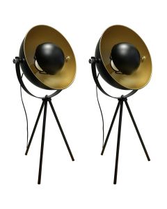 Pair of Retro Black Tripod Table Lamps