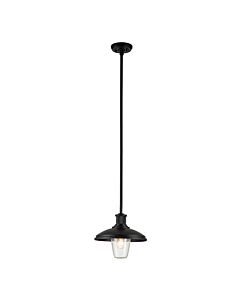 Kichler Lighting - Allenbury - KL-ALLENBURY-P-M-BKT - Black Clear Glass IP44 Outdoor Ceiling Pendant Light