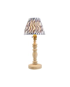 Endon Lighting - Bibury & Ripple 16cm - 115924 - Ash Wood Aged Brass Grey Table Lamp With Shade