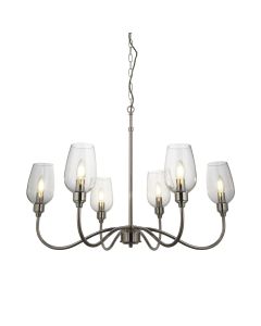 Frye - Nickel Clear Glass 6 Light Ceiling Pendant Light