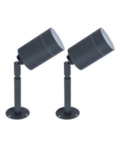 Set of 2 Rado - Black Clear Glass IP44 Outdoor Spike Lights