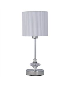 Chrome Jewelled Table Lamp with White Pleat Shade