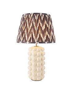 Endon Lighting - Bobble & Zigzag 35cm - 116384 - White Crackle Aged Brass Grey Ceramic Table Lamp With Shade