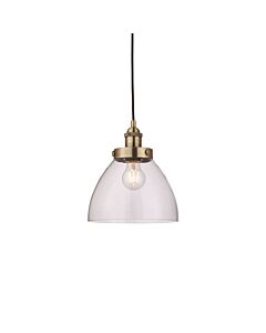 Endon Lighting - Hansen - 77272 - Antique Brass Clear Glass Ceiling Pendant Light