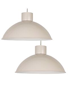 Set of 2 Domed - Taupe Grey Easy Fit Metal Pendant Shades