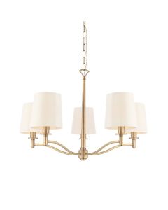 Endon Lighting - Ortona - 70245 - Antique Brass White 5 Light Chandelier