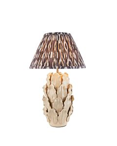 Endon Lighting - Layered Leaf & Ikat 30cm - 116435 - Cream Crackle Aged Brass Grey Ceramic Table Lamp With Shade