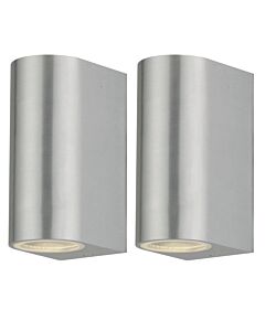Set of 2 Drayton - Brushed Aluminium Outdoor Twin Wall Lights