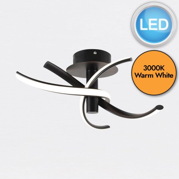 Matt Black LED Twist Ceiling Light