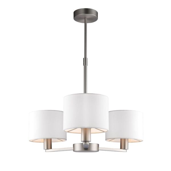 Endon Lighting - Daley - 60256 - Nickel Vintage White 3 Light Ceiling Pendant Light