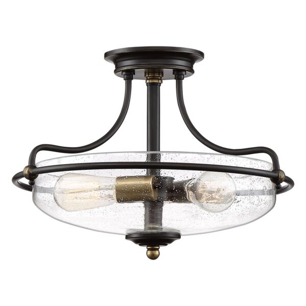 Quoizel Lighting - Griffin - QZ-GRIFFIN-SFS-C-PNAB - Palladian Bronze Clear Seeded Glass 3 Light Flush Ceiling Light