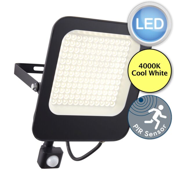 Saxby Lighting - Guard PIR Override - 108601 - LED Black Clear Glass IP65 Outdoor Sensor Floodlight