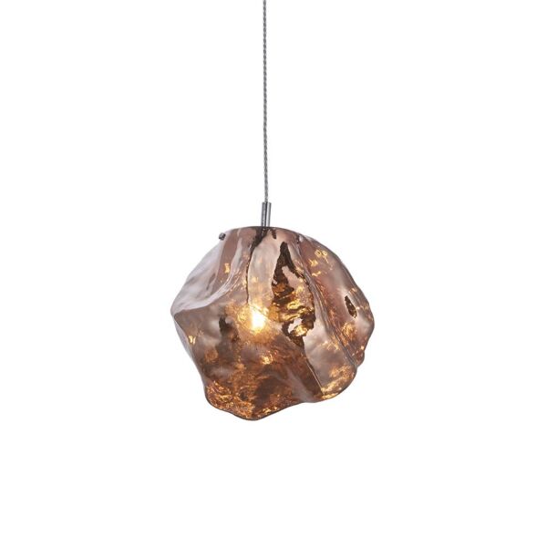 Endon Lighting - Rock - 97655 - Chrome Copper Glass Ceiling Pendant Light