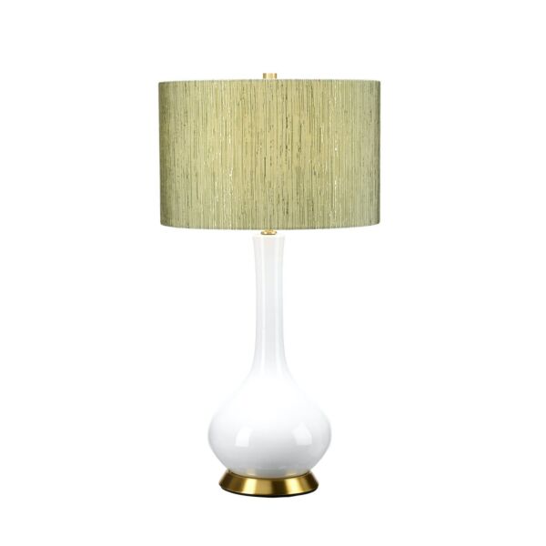 Elstead Lighting - Milo - MILO-AB-TL-RTH - White Aged Brass Green Ceramic Table Lamp With Shade