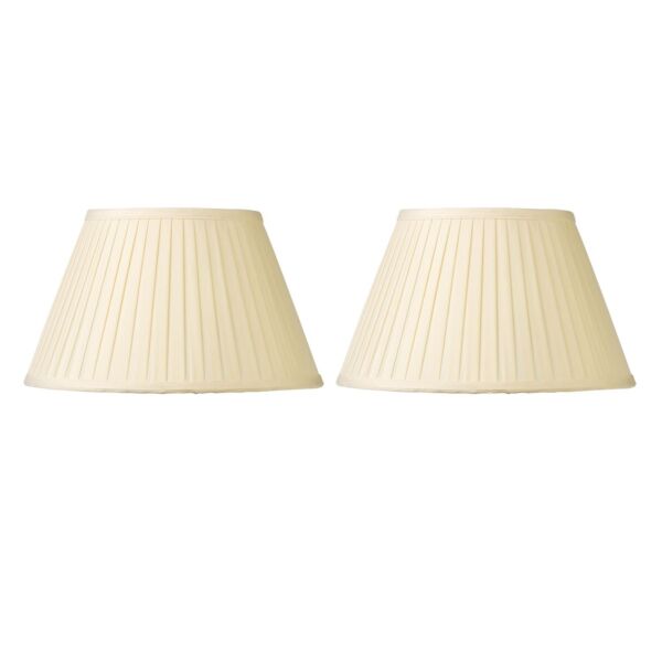 Set of 2 Pleated - 25cm Cream Faux Silk Shades for Table or Floor Lamp