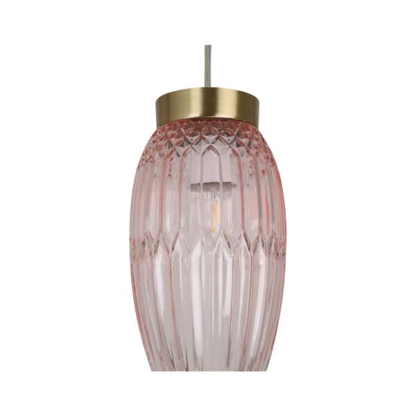 Facet - Antique Brass with Pink Faceted Glass Pendant Shade