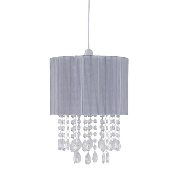 Voile - 25cm Jewelled Grey Ribbon Pendant Shade