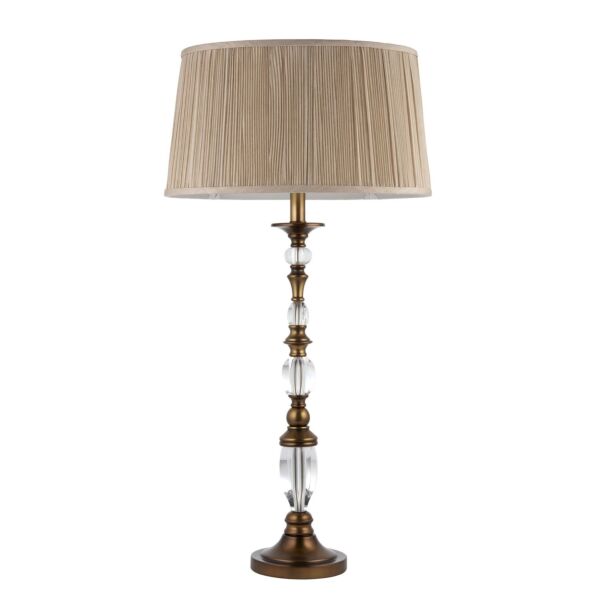 Interiors 1900 - Polina - 63593 - Antique Brass Beige Table Lamp With Shade