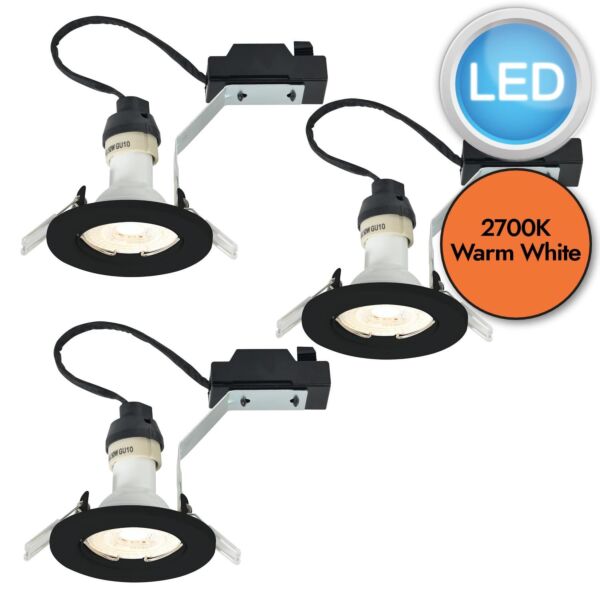 Nordlux - Set of 3 Canis - 49330103 - LED Black Recessed Ceiling Downlights