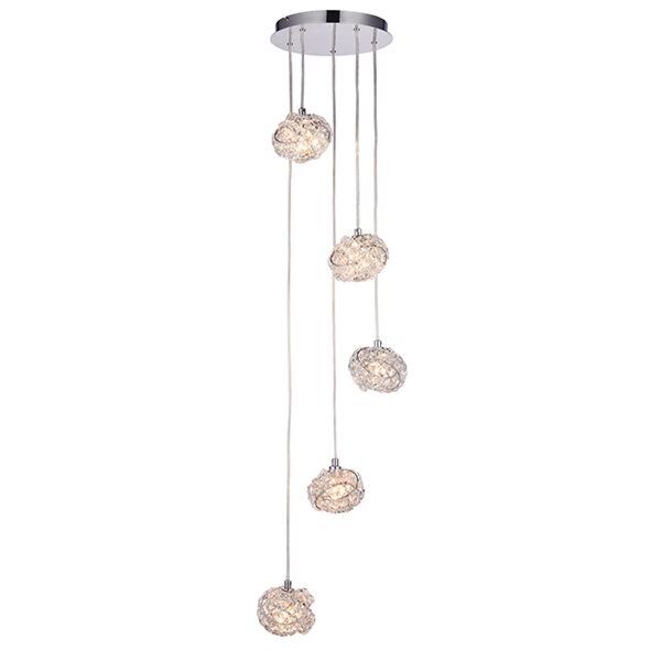 Endon Lighting - Talia - 77566 - Chrome Clear Crystal Glass 5 Light Ceiling Pendant Light