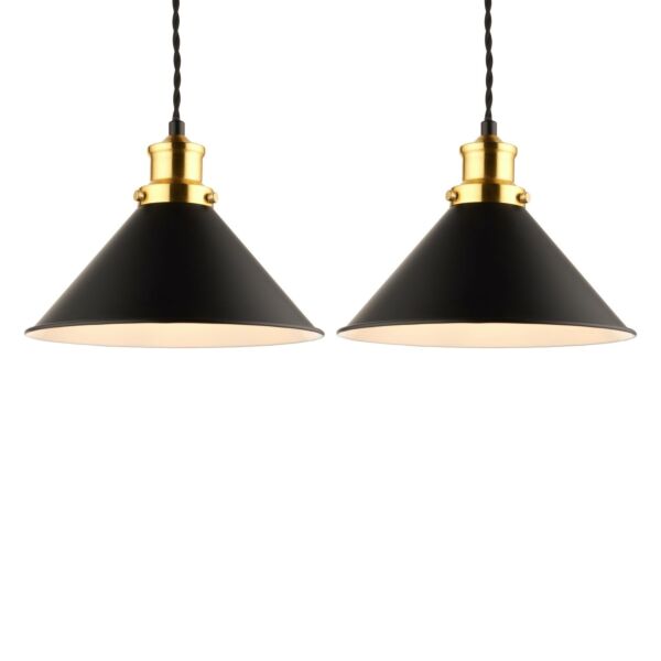 Set of 2 Downton - Black with Brushed Gold Pendants