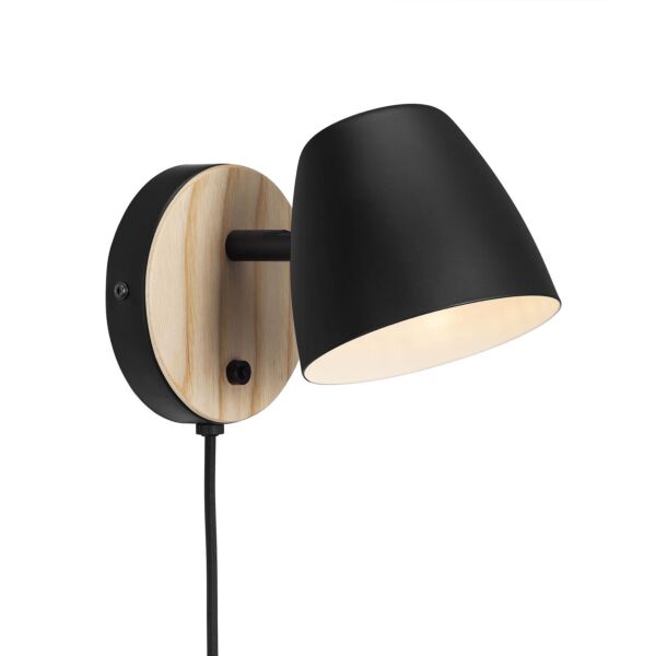 Nordlux - Theo - 2112631003 - Black Wood Plug In Spotlight