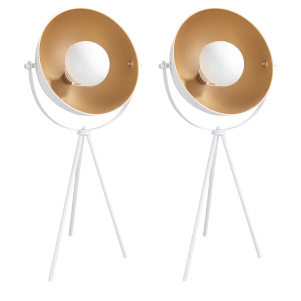 Pair of Retro White Tripod Table Lamps