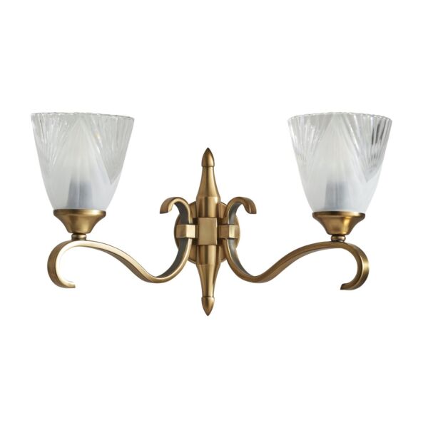 Interiors 1900 - Columbia - 63451 - Antique Brass Clear Frosted Glass 2 Light Wall Light