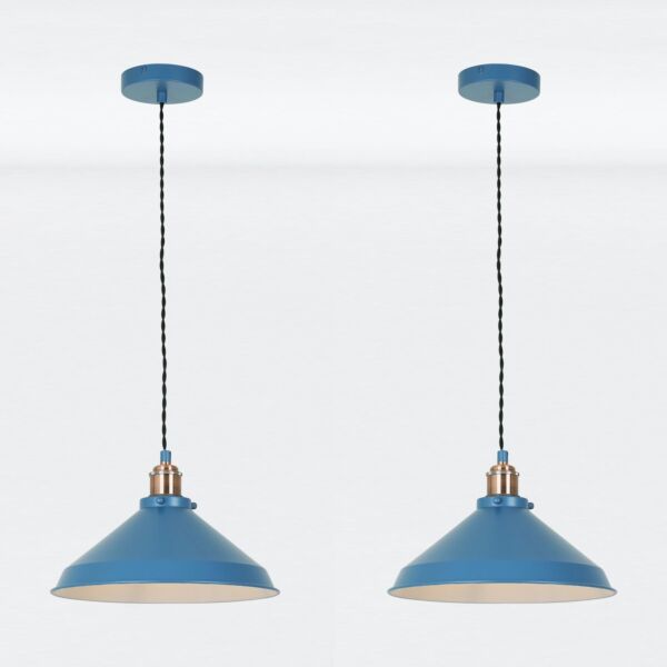 Set of 2 Maxwell - Mirage Blue Brushed Copper Ceiling Pendant Lights