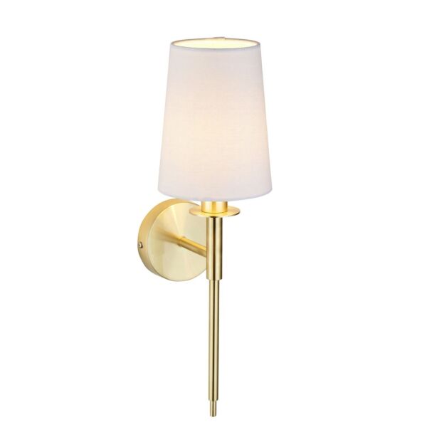 Carven - Satin Brass Wall Light with White Shade