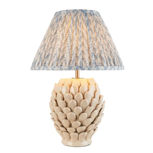 Endon Lighting - Layered Leaf & Leaf 30cm - 116412 - Cream Crackle Aged Brass Blue Ceramic Table Lamp With Shade