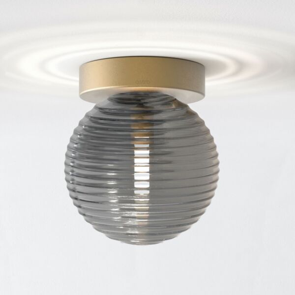 Astro Lighting - Tacoma - 5036005 & 1429028 - Antique Brass Smoked Glass IP44 Bathroom Ceiling Flush Light