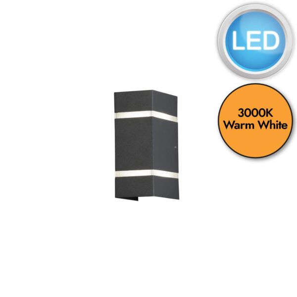 Konstsmide - Cremona - 7998-370 - LED Anthracite 2 Light IP54 Outdoor Wall Washer Light