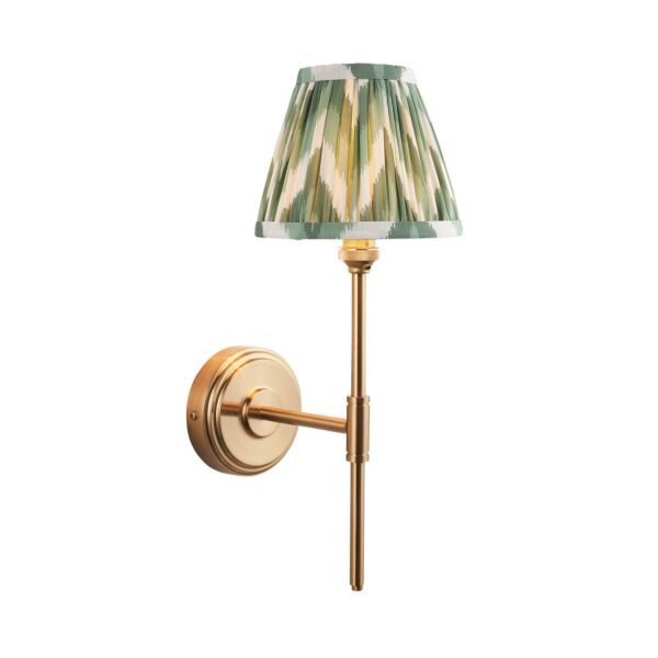 Endon Lighting - Step T Bar & Zigzag 16cm - 115766 - Aged Brass Green Wall Light