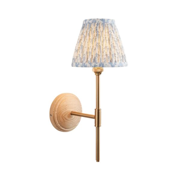 Endon Lighting - Wood T Bar & Leaf 16cm - 115826 - Ash Wood Blue Wall Light