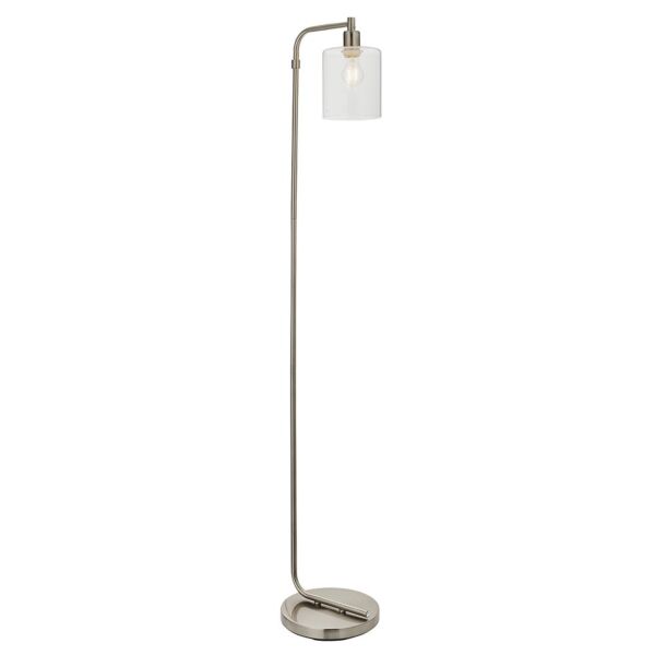 Endon Lighting - Toledo - 90557 - Brushed Nickel Clear Glass Floor Lamp