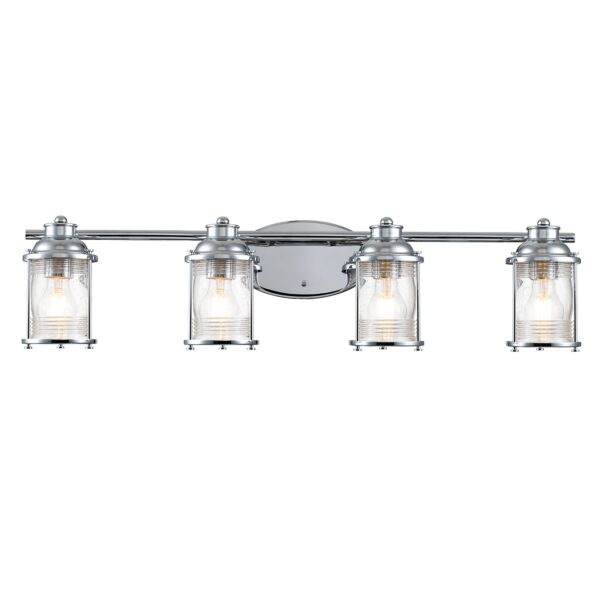 Quintiesse - Ashland Bay - QN-ASHLANDBAY4-PC-BATH - Chrome Clear Seeded Glass 4 Light IP44 Bathroom Wall Light