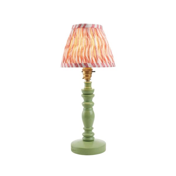 Endon Lighting - Bibury & Ripple 16cm - 115877 - Green Aged Brass Pink Table Lamp With Shade