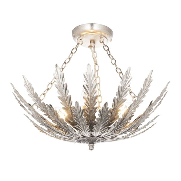 Endon Lighting - Delphine - 98048 - Silver Leaf 3 Light Flush Ceiling Light