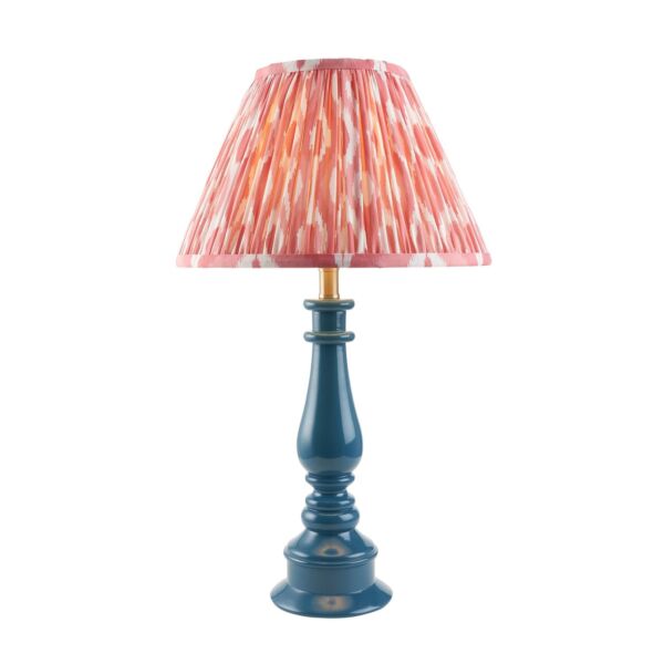 Endon Lighting - Myrtle & Ikat 30cm - 114932 - Blue Warm Brass Pink Table Lamp With Shade