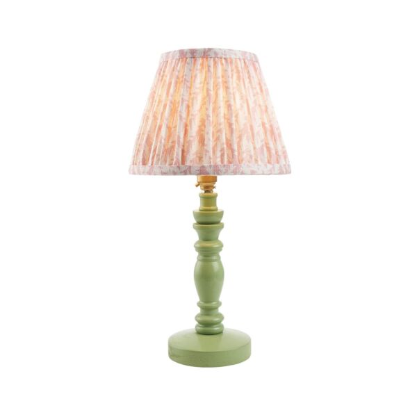 Endon Lighting - Bibury & Leaf 20cm - 115939 - Green Aged Brass Peach Table Lamp With Shade