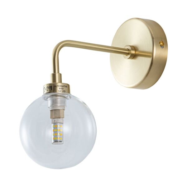 Toner - Satin Brass with Clear Glass Globe Wall Light