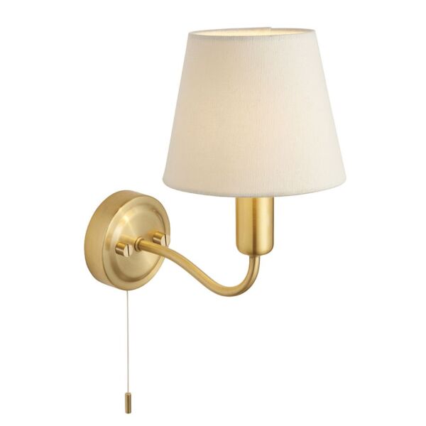 Endon Lighting - Conway - 93852 - Satin Brass Ivory IP44 Pull Cord Bathroom Wall Light