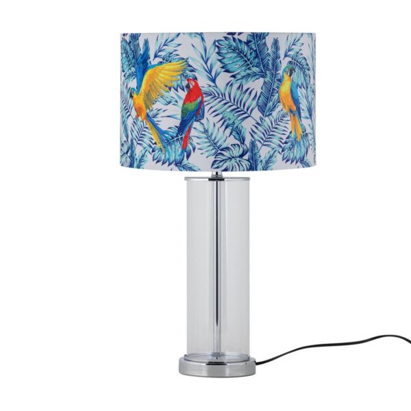 Aura - Chrome Table Lamp with Parrot Velvet Shade