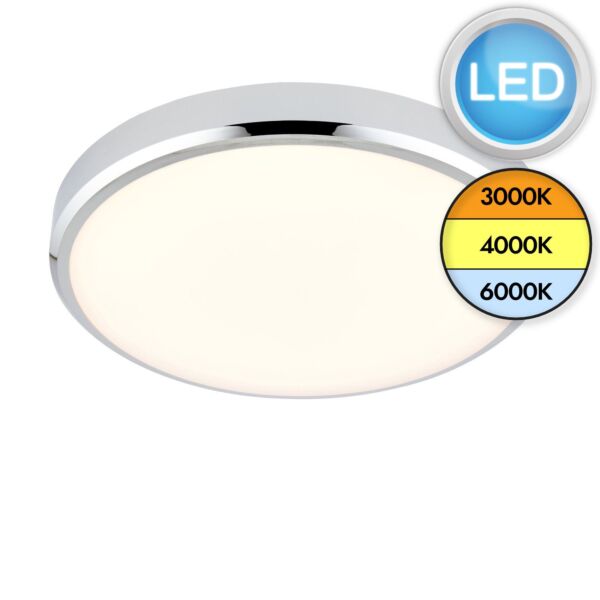 Saxby Lighting - Cobra CCT - 94520 - LED Opal Chrome IP44 Bathroom Ceiling Flush Light