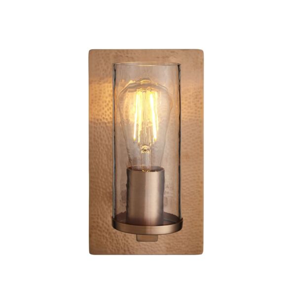 Reyna - Hammered Copper Clear Textured Glass Wall Light