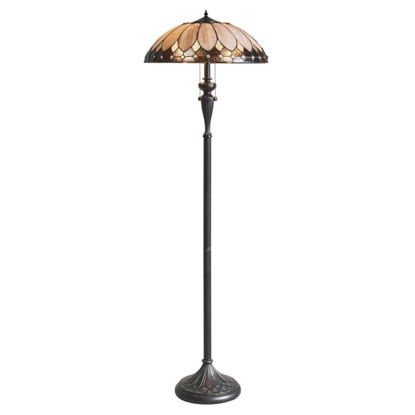 Interiors 1900 - Brooklyn - 63972 - Dark Bronze Tiffany Glass 2 Light Floor Lamp