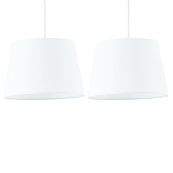 Set of 2 White Cotton 23cm Tapered Cylinder Pendant or Lamp Shades