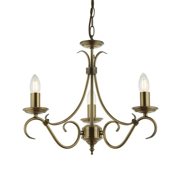 Endon Lighting - Bernice - 2030-3AN - Antique Brass 3 Light Chandelier